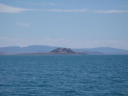 Anahoe Island, a Pelican rookery, which is located on the east side of Pyramid Lake.  Photo by Elaine Quilici
