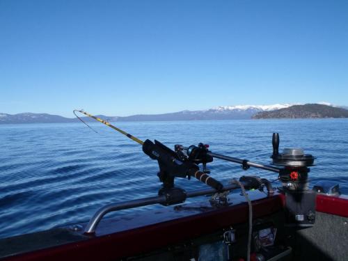 Trolling with a downrigger at Lake Tahoe. Photo by Don Quilici