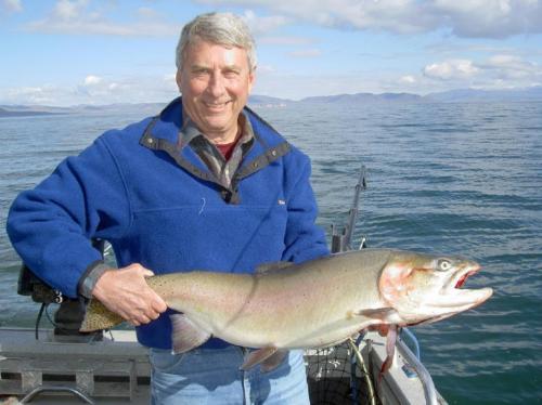 Mike Hoey with a 32-inch Cutthroat Trout.