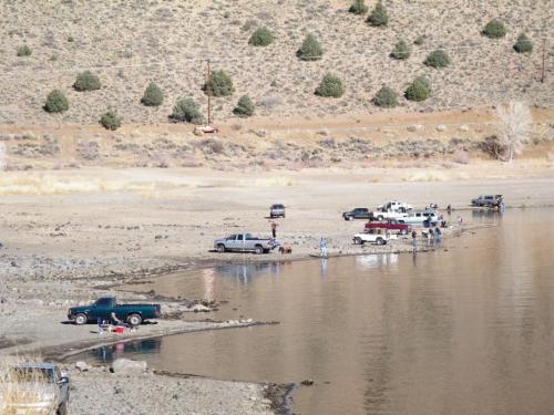Shore fishermen on the northwest corner of the lake. Photo by Elaine Quilici