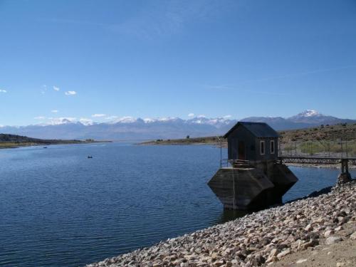Looking from the dam at Bridgeport Reservoir, California to the Sawtooth Ridge to the west. Photo by Elaine Quilici