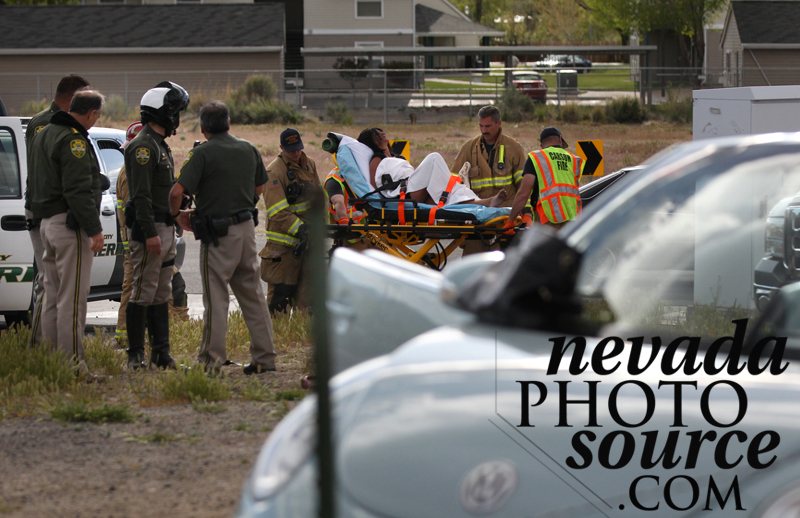 A car chase Wednesday in Carson City ended at Northridge and Roop streets. Photo by Cathleen Allison / www.NevadaPhotoSource.com