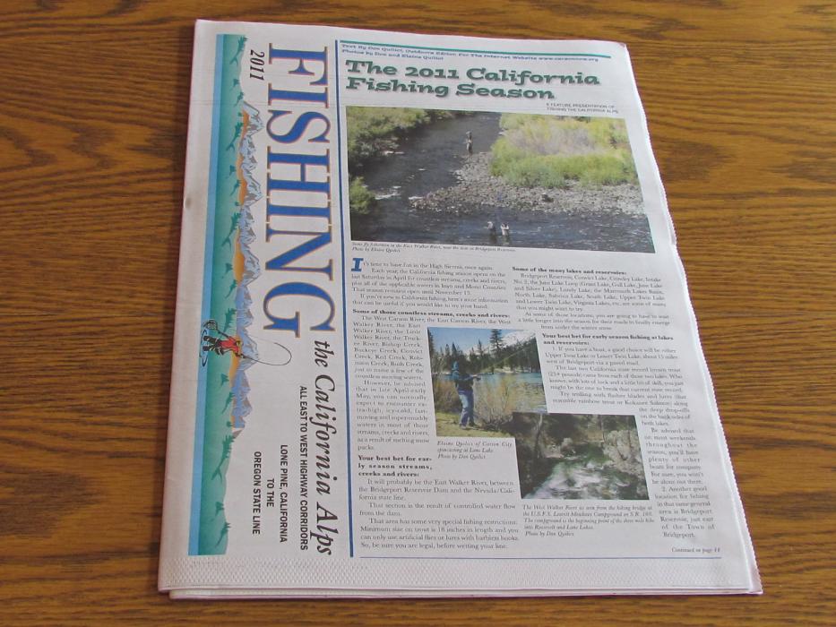 The front page of the 2011 “Fishing The California Alps.”  Photo by Elaine Quilici