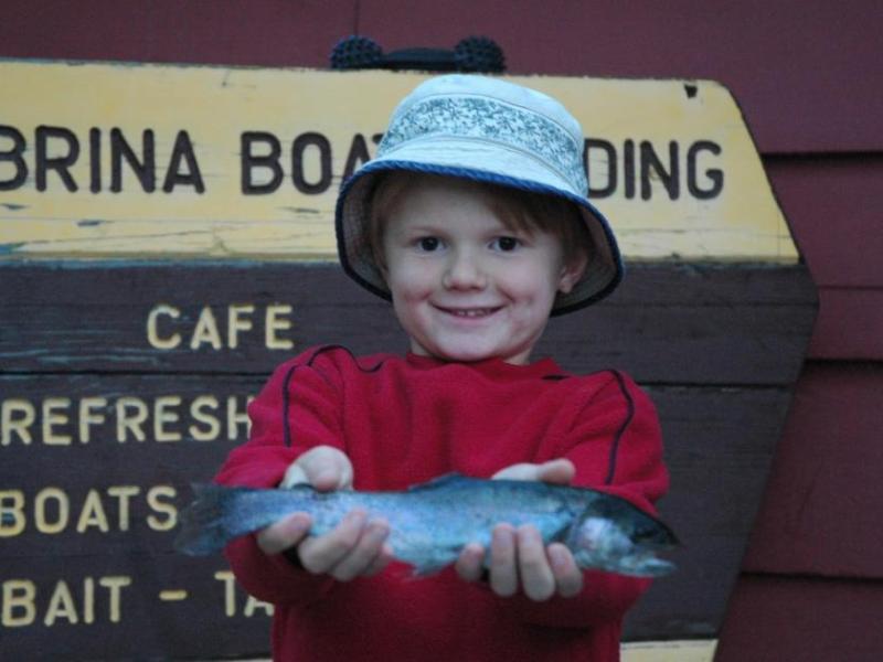 Zachary Jones, 5, of Tempe, AZ caught his first-ever fish at Lake Sabrina, California.