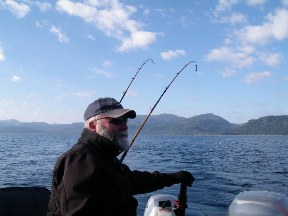 Captain Gene St. Denis of Blue Ribbon Charters in his sport fishing boat, “The PT-109.”  Photo by Elaine Quilici