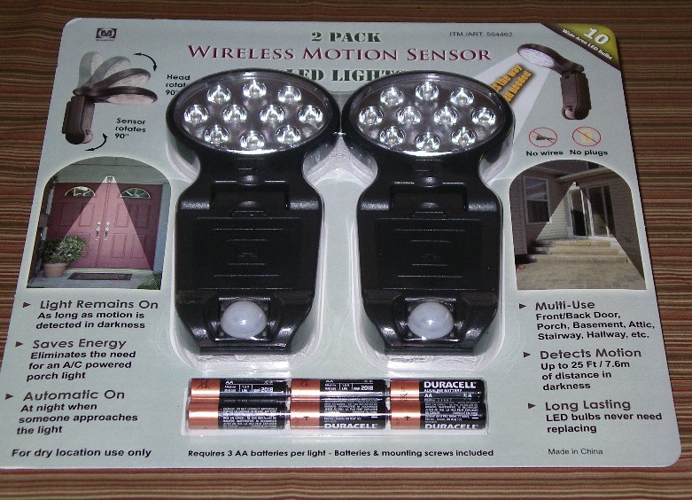 Two pack wireless motion sensor LED lights.  Photo by Elaine Quilici