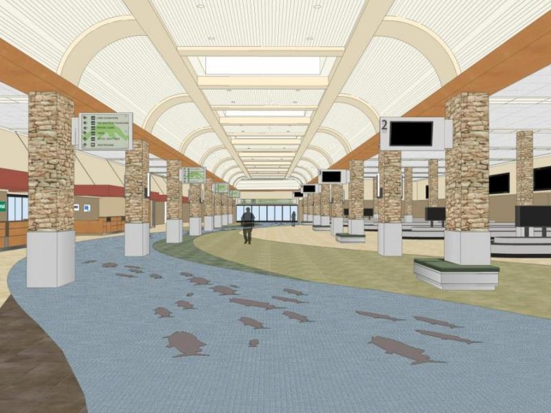 The Lake Tahoe look and feel will be extended throughout the first floor of the terminal building.