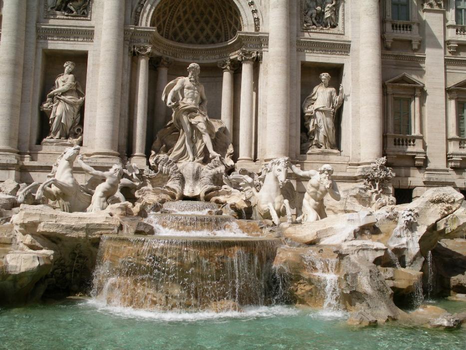 The Trivi Fountain in Rome, Italy. This fountain was the basis for the movie “Three Coins in the Fountain.”  Photo by Don Quilic