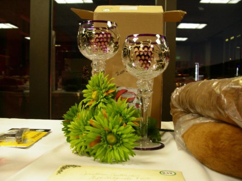 A stained glass candle set that was awarded in the raffle.  Photo by Don Quilici