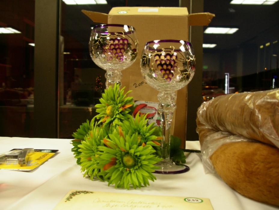 A stained glass candle set that was awarded in the raffle.  Photo by Don Quilici
