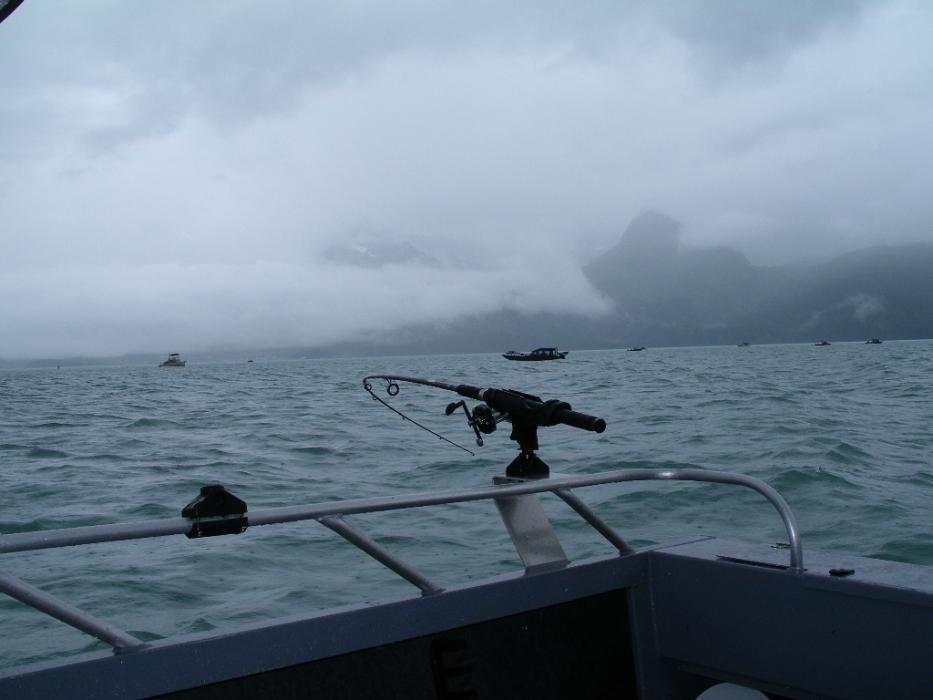 A typical, cloudy, rainy, windy day in late summer at Valdez, Alaska.  Photo by Don Quilici