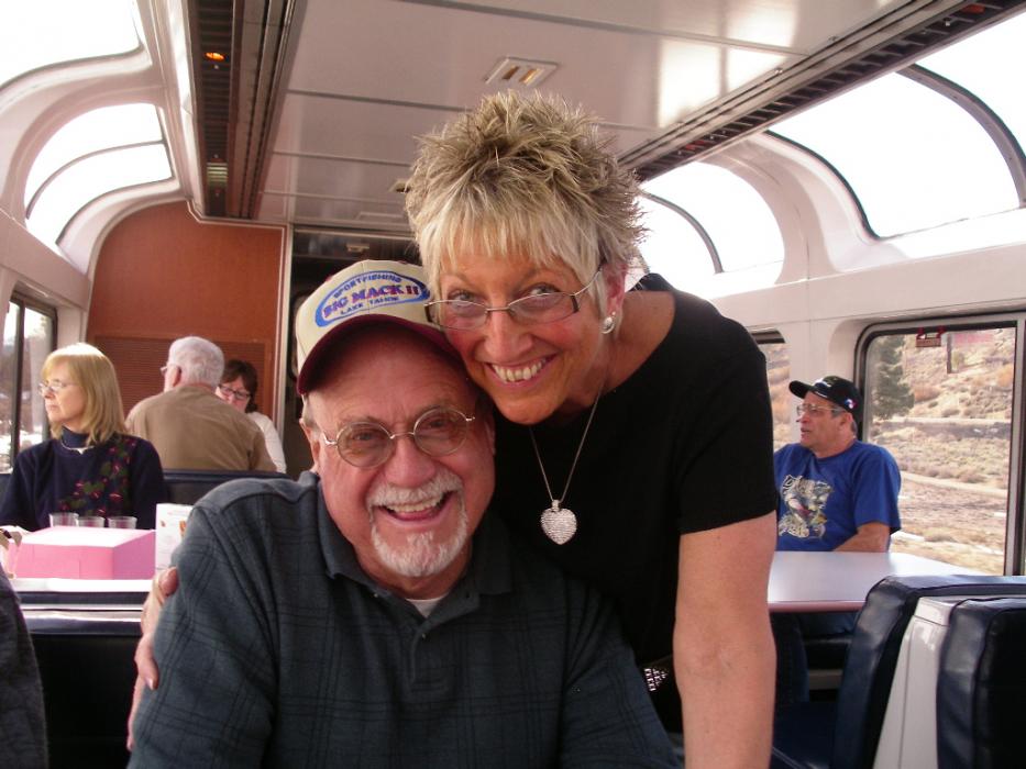 Bob and Lynda McCulloch riding Amtrak