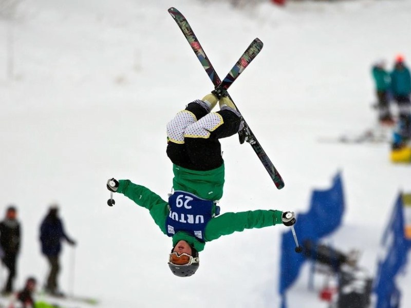 Anna Park does a back flip.
