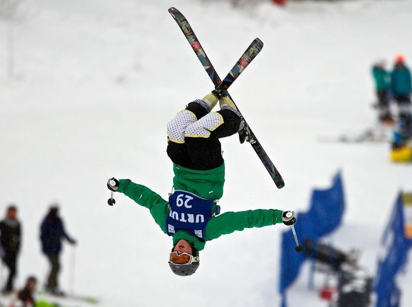 Anna Park does a back flip.