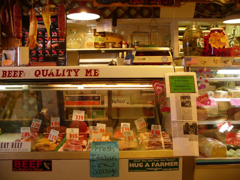 Part of the meat display at Donna’s Meat Market.  Photo by Elaine Quilici