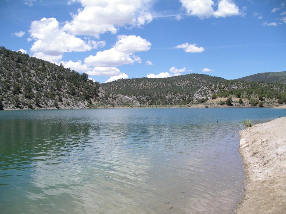 Looking toward the dam at Cave Lake. Photo by Elaine Quilici