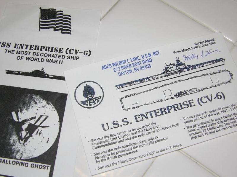 Mementos of the U.S.S. Enterprise and her war record.