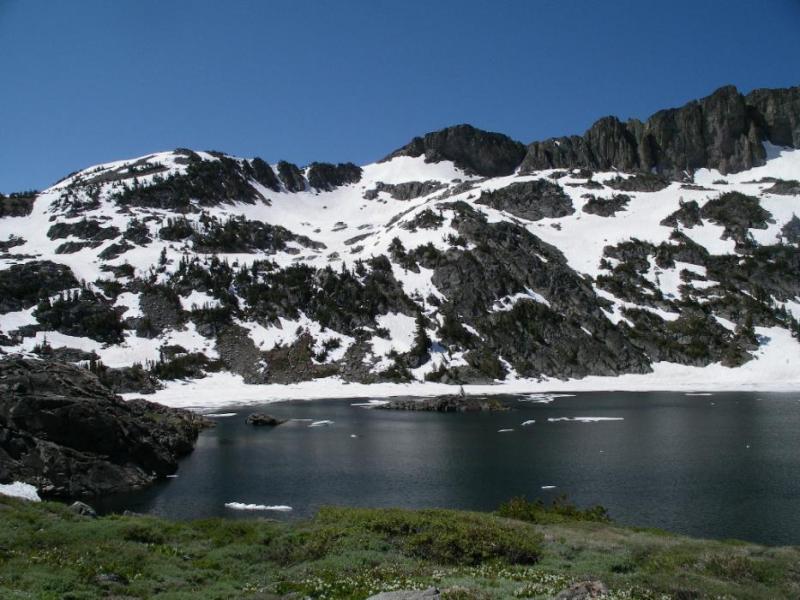 Looking toward the back shoreline and the islands at Winnemucca Lake in the early summer.  Photo by Elaine Quilici