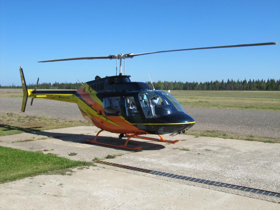 The Bell Jet Ranger II helicopter that took us to Mitchell Lake.  Photo by Don Quilici