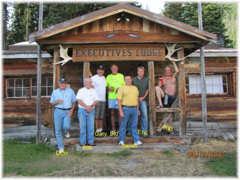 The seven-member fishing group posing for a photo in front of the Executive Lodge. Photo by Darrell Clair