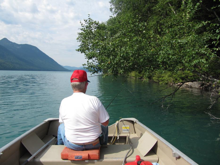 He who trolls closest to shore catches most of the fish.  Photo by Don Quilici