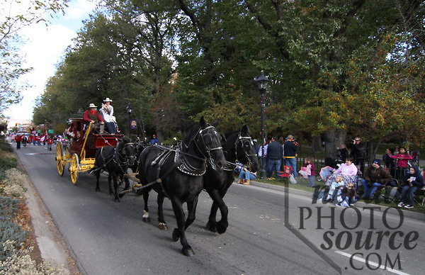 The Wells Fargo Bank Stagecoach at the 2010 parade.  Photo by Cathleen Allison, Nevada Photo Source