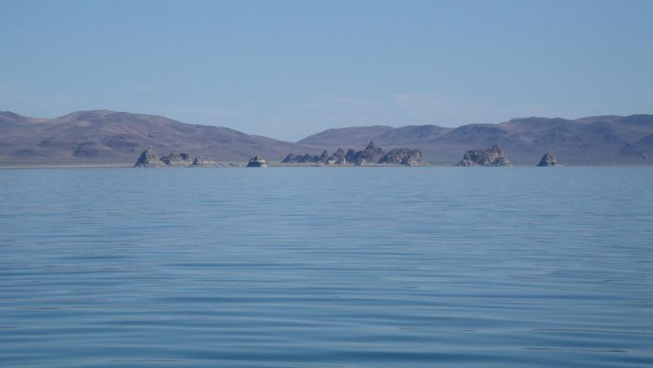 The “Pinnacles” on the north end of Pyramid Lake. This entire shore area is closed to vehicular travel.  Photo by Elaine Quilici