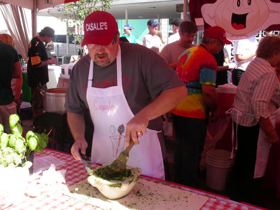 Making Pesto.  Photo by Elaine Quilici