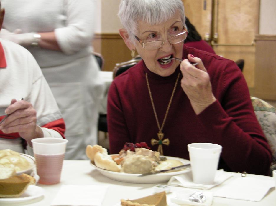Nancy Liput of Gardnerville enjoys dinner with family and friends.