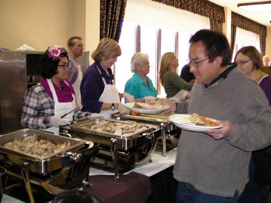 Randall Sanchez brought his family to the free dinner.
