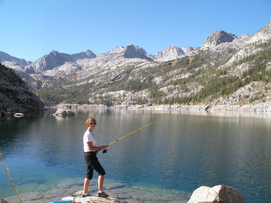 Elaine Quilici trout fishing at Lake Sabrina, Calif. Photo by Don Quilici