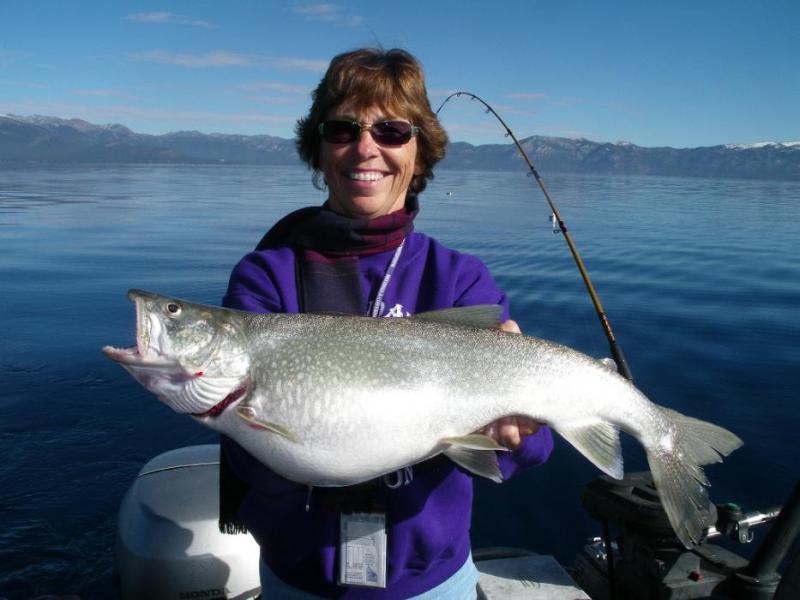 Elaine Quilici of Carson City outfished her husband, one more time, while fishing for Mackinaw (Lake) Trout at Lake Tahoe.