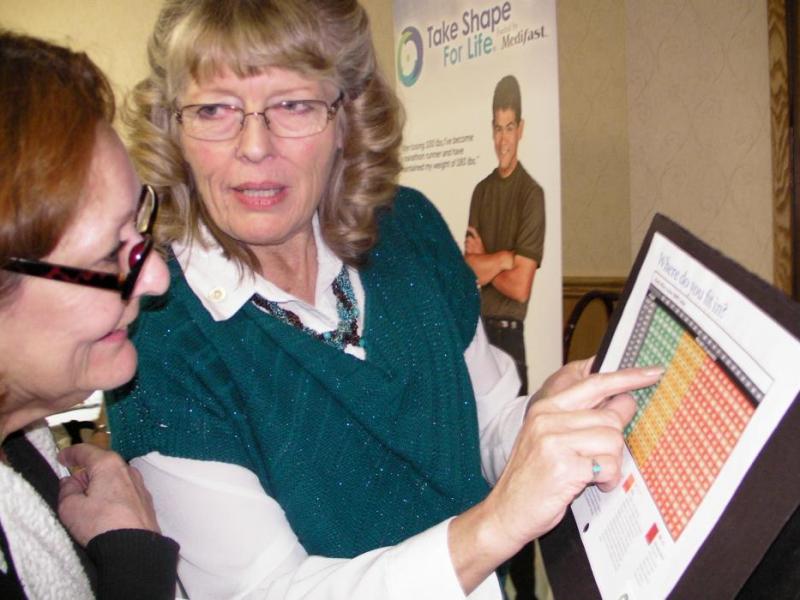 Joyce Hudson meets with health coach Pam Neumeister of Take Shape for Life.