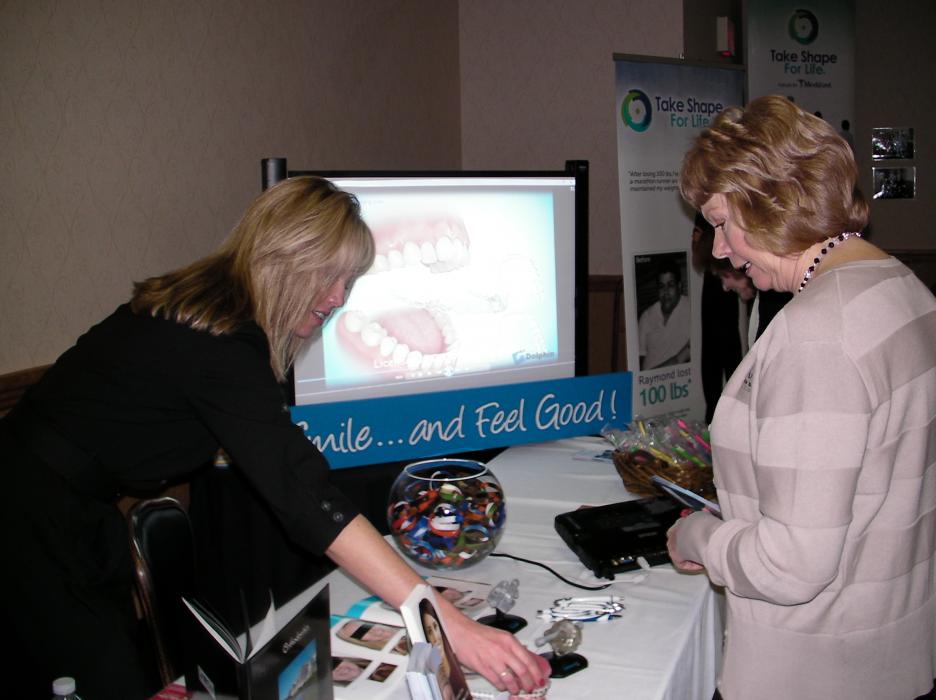 Jessica James of Carson City Orthodontics gives a demonstration.