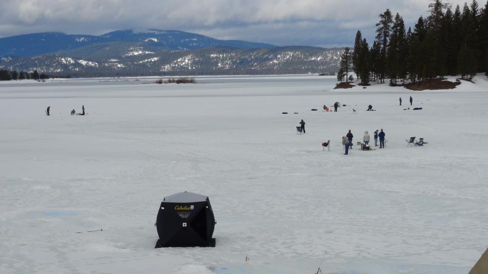 Ice fishermen on Saturday, January 26 at Davis Lake, Calif. Photo by Elaine Quilici