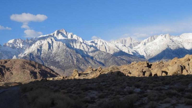 A view of the Sierra Nevada Mountains and Mt. Whitney. Photo by Elaine Quilici