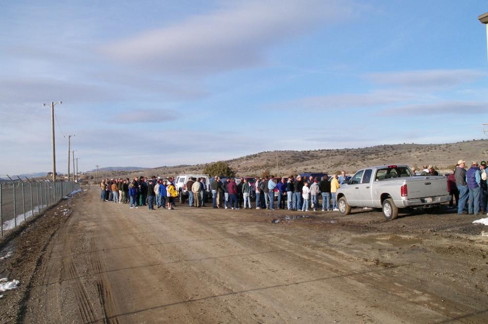 Early arrivals waiting for the doors to open at the Carson Valley Chukar Club fundraiser.  File photo by Elaine Quilici