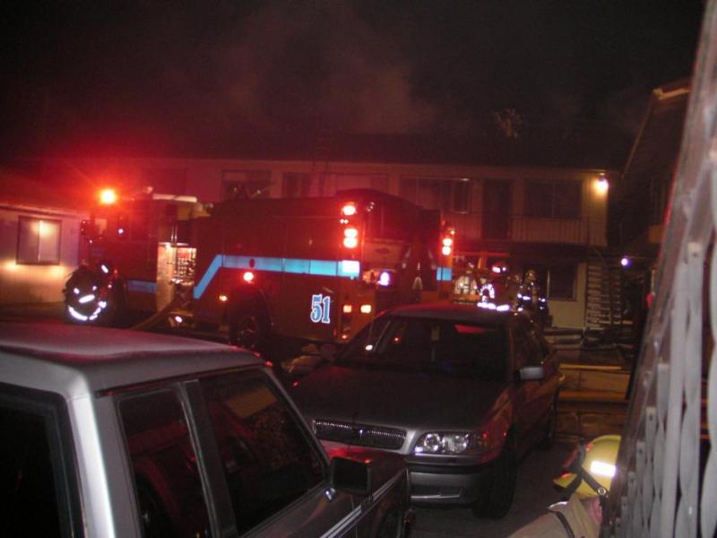 Carson City firefighters on the scene of apartment blaze.