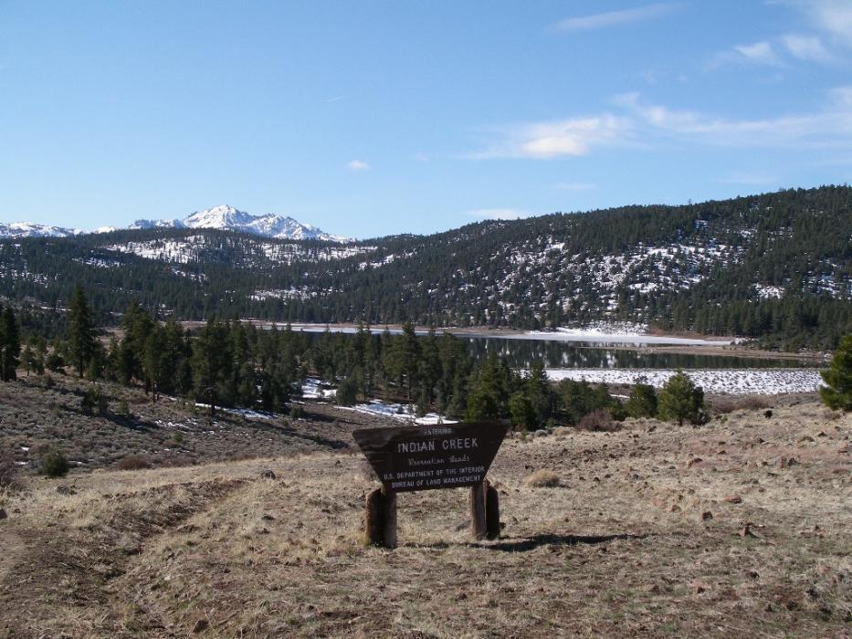 The BLM sign along the dirt road to Indian Creek Reservoir. Photo by Don Quilici