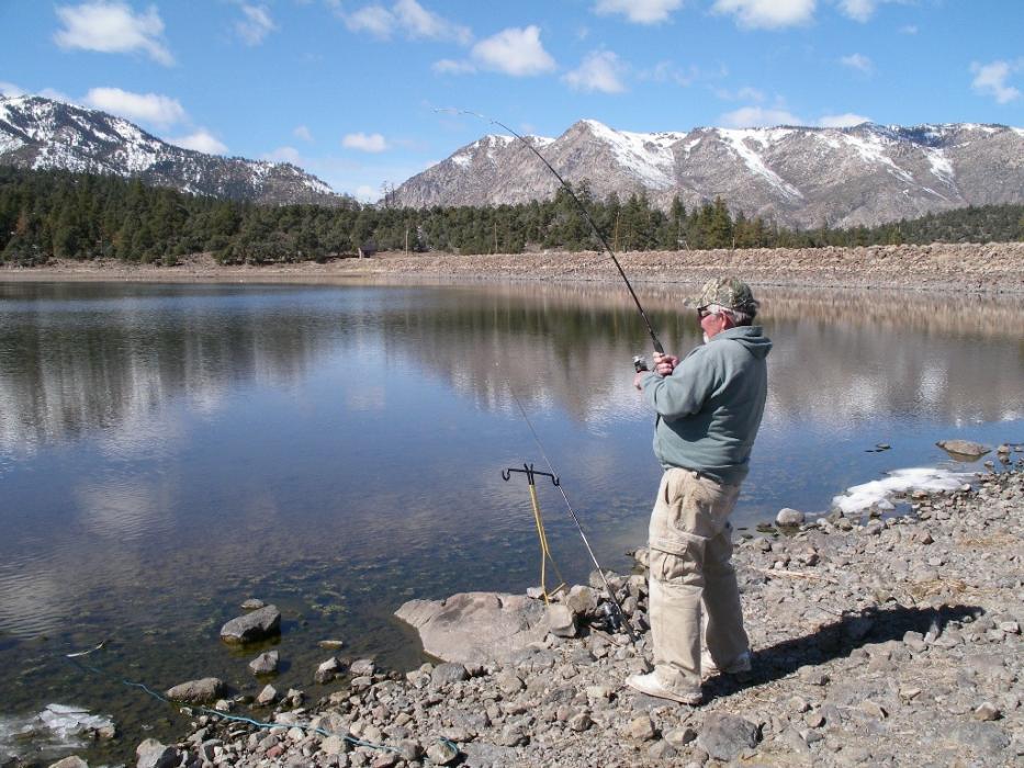 Steve Lightfoot of Douglas County catching one of his trout. Photo by Don Quilici