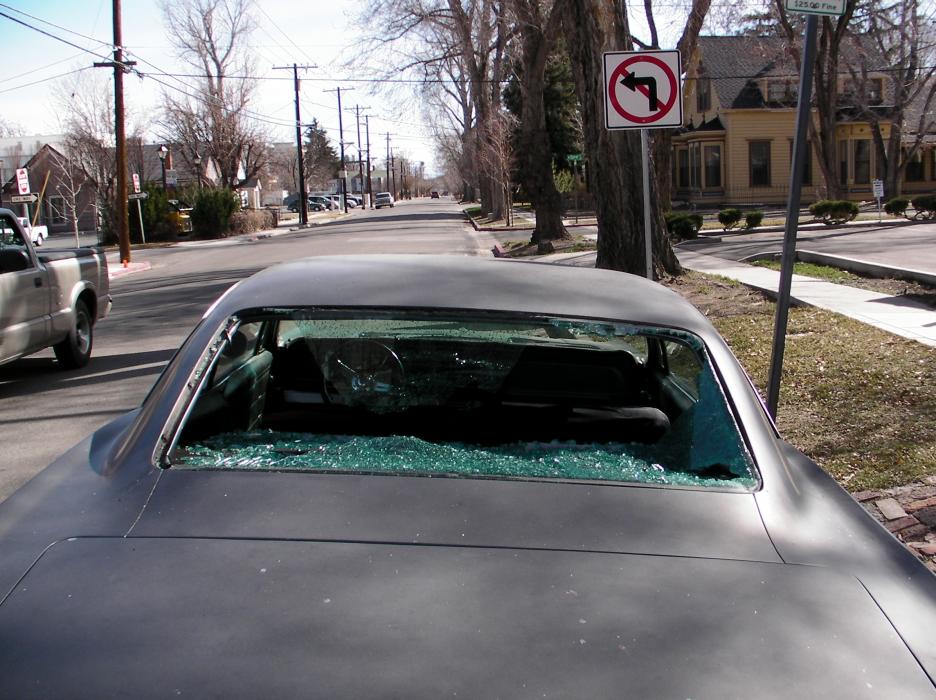 This car window was found shattered at Nevada and Robinson streets.