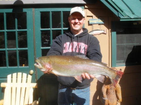 The largest rainbow of 2012 at Parchers Resort.  It was 9-pounds, 11-ounces.  Photo courtesy of Jared Smith.