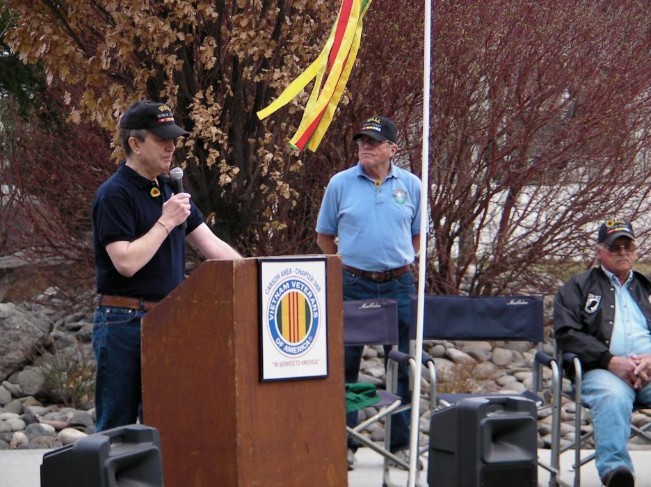 Carson City Mayor Bob Crowell addresses fellow veterans of the Vietnam War.