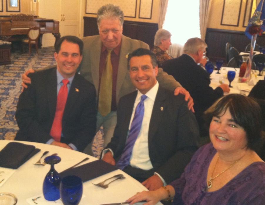 Wisconsin Gov. Scott Walker, Jose Paz, Nevada Gov. Brian Sandoval and Carson City Republican Chair Lori Bagwell.