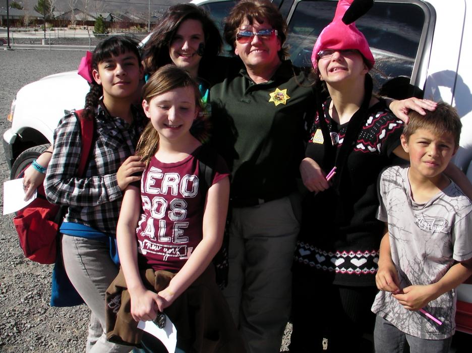 Carson City DARE Officer Lisa Davis and her graduating DARE class.