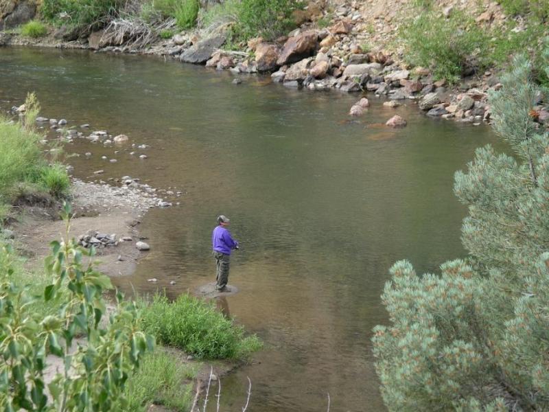 A shore fisherman at the East Carson River, California.  Photo by Elaine Quilici