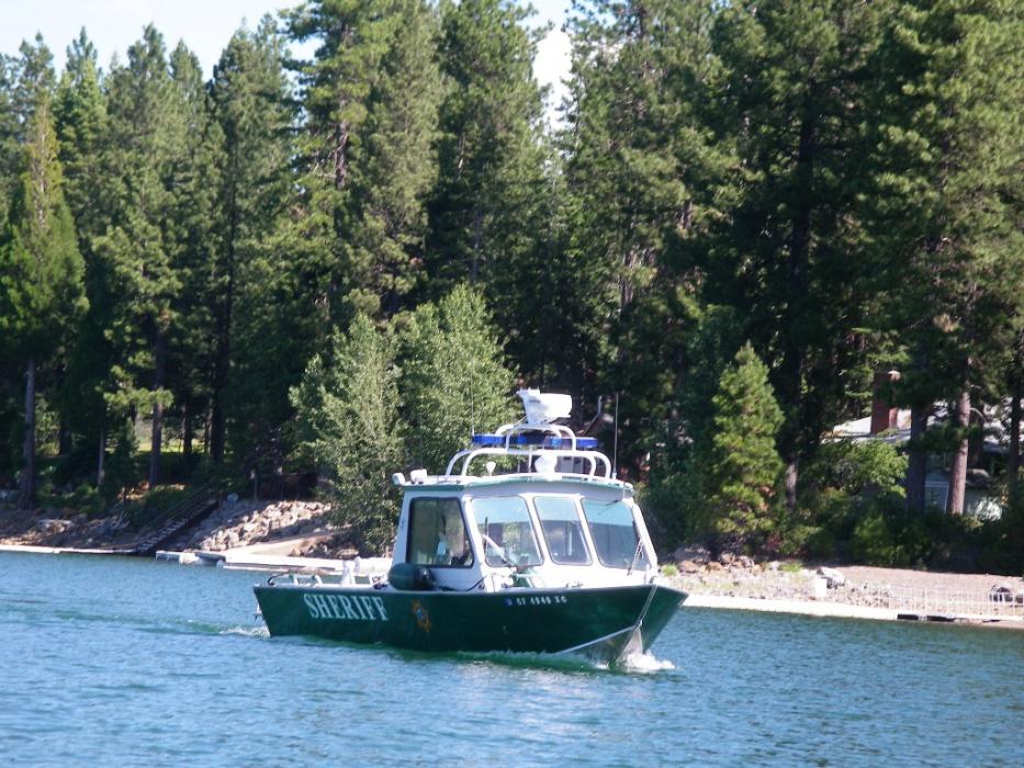 The Plumas County Sheriff's patrol boat.  Photo by Elaine Quilici
