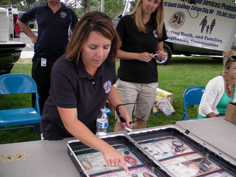 Adrianne Key of Carson City Juvenile Probation explains drug paraphernalia found in the community.