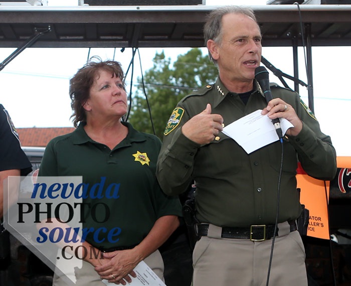 DARE officer Lisa Davis and Sheriff Ken Furlong. Photo by Cathleen Allison, Nevada Photo Source