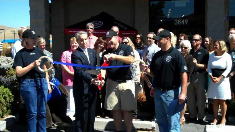 Mayor Bob Crowell ribbon cutting with Founder Ken Yzurdiaga and Manager Joe Lash